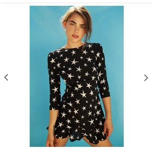 Realisation- The Goldie Black Star Print Backless Mini Dress - size Small